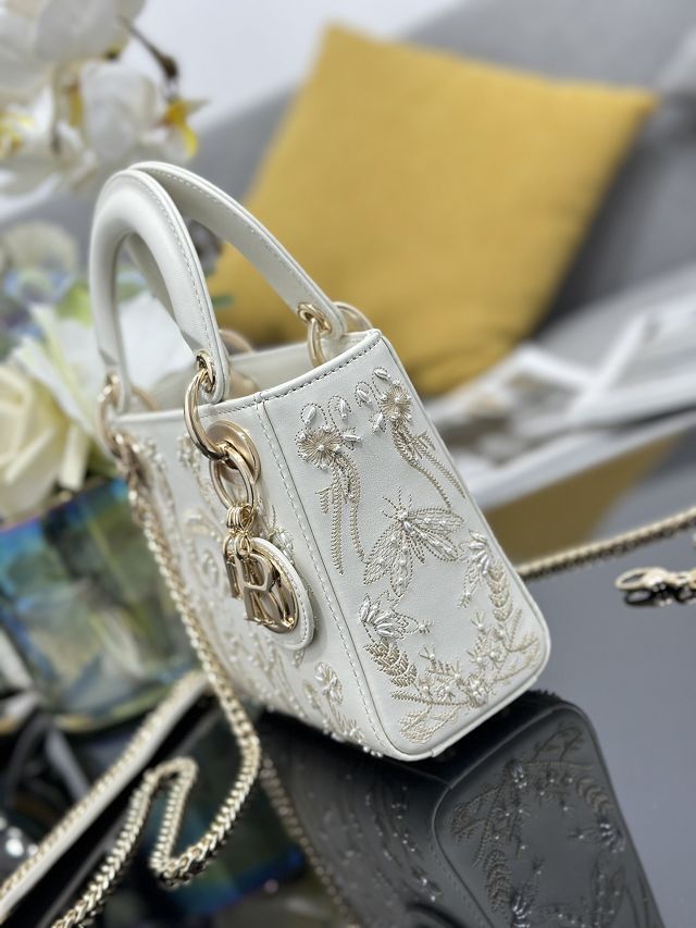 Dior original lambskin mini lady bag M0505 white