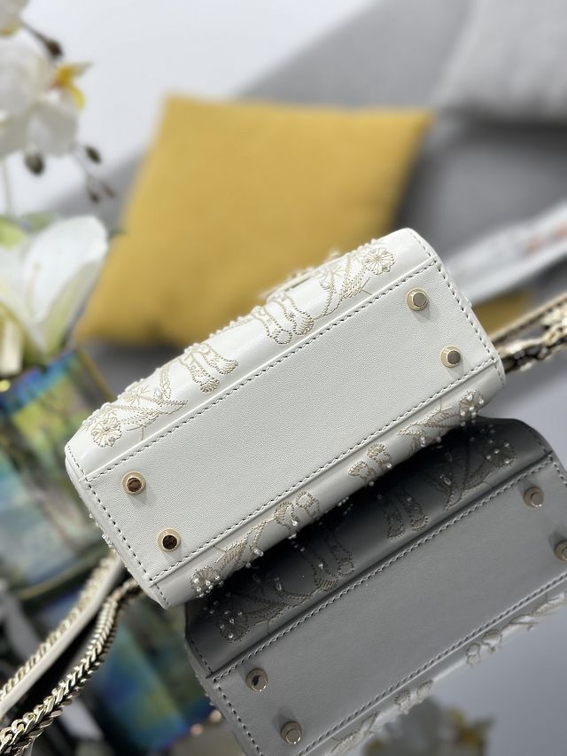 Dior original lambskin mini lady bag M0505 white