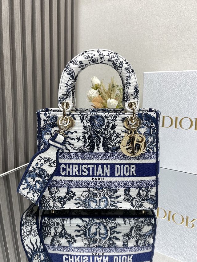 Dior original cotton medium lady bag M0565 