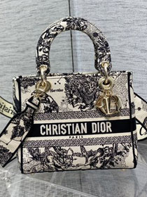 Dior original cotton medium lady bag M0565 black