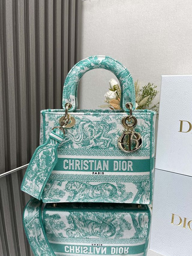 Dior original cotton medium lady bag M0565 green