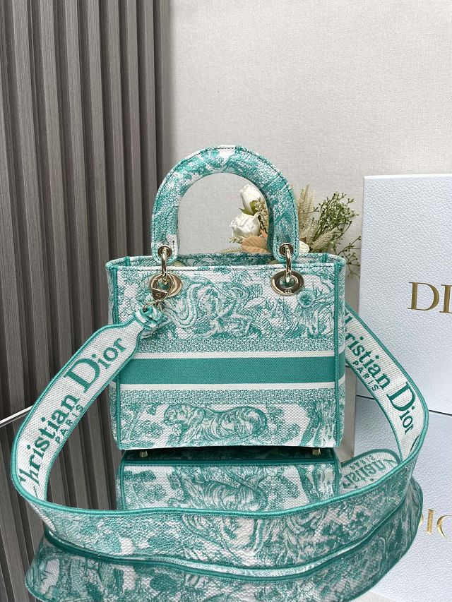 Dior original cotton medium lady bag M0565 green