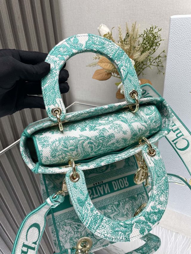 Dior original cotton medium lady bag M0565 green