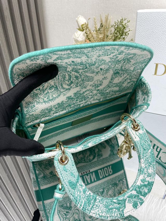 Dior original cotton medium lady bag M0565 green