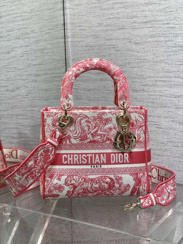 Dior original cotton medium lady bag M0565 pink