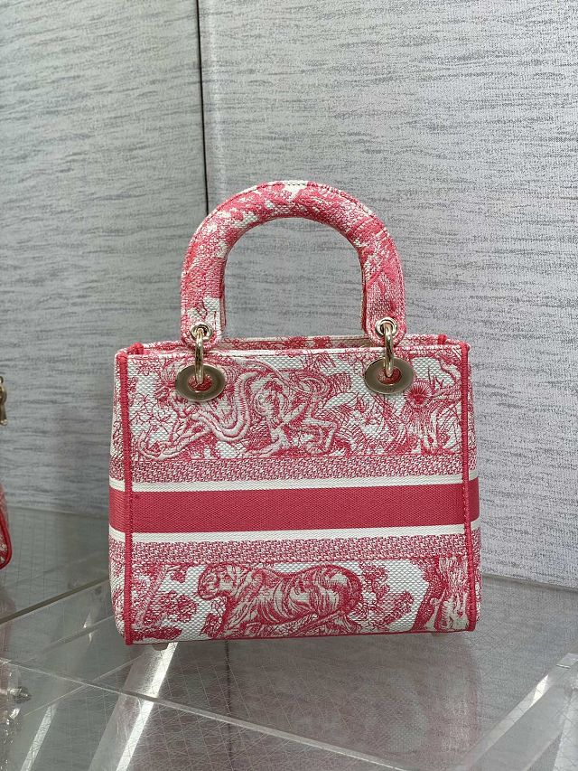 Dior original cotton medium lady bag M0565 pink