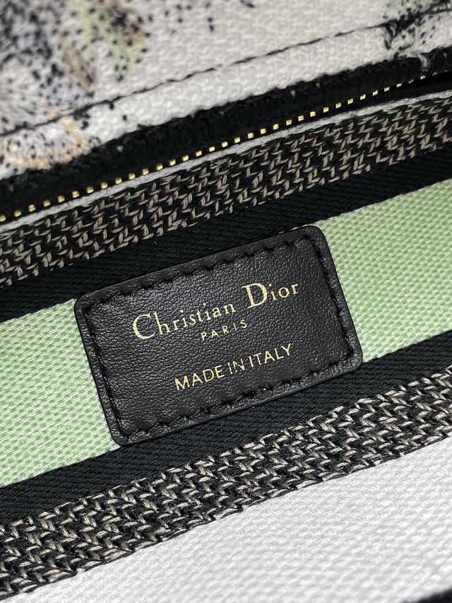 Dior original cotton medium lady bag M0565 white&green