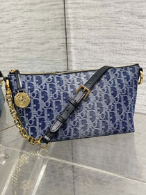 Dior original denim diorstar hobo bag with chain S3202 blue	