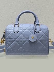 Dior original calfskin groove 25 bag M1365 light blue