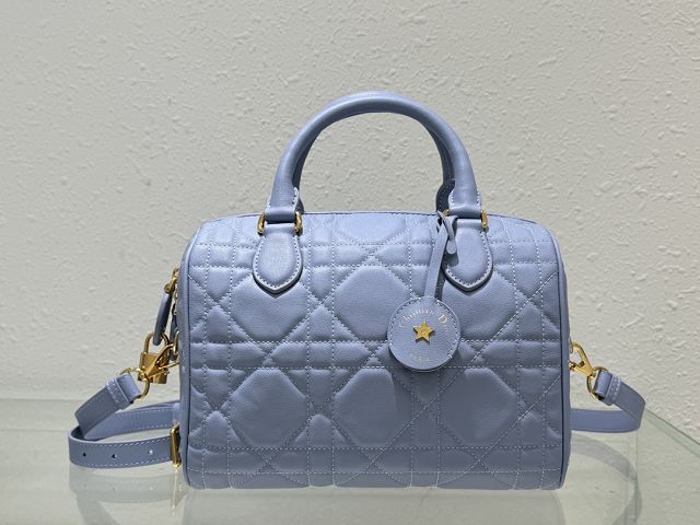 Dior original calfskin groove 25 bag M1365 light blue