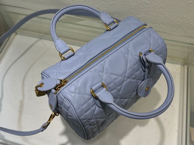 Dior original calfskin groove 25 bag M1365 light blue