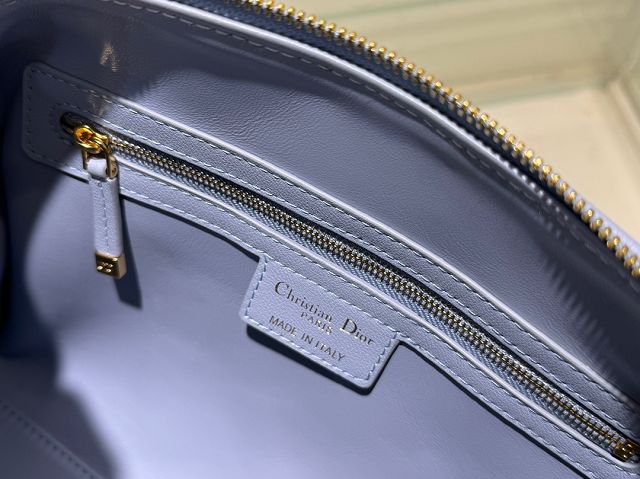 Dior original calfskin groove 25 bag M1365 light blue