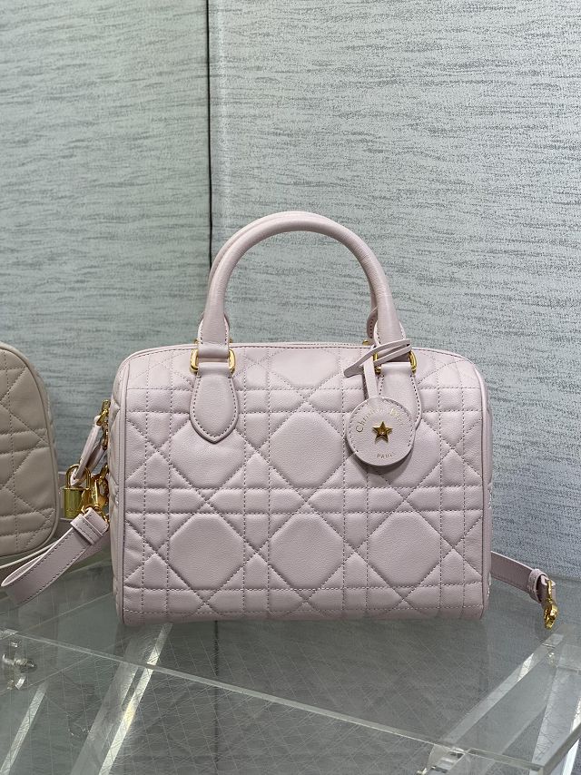 Dior original calfskin groove 25 bag M1365 light pink