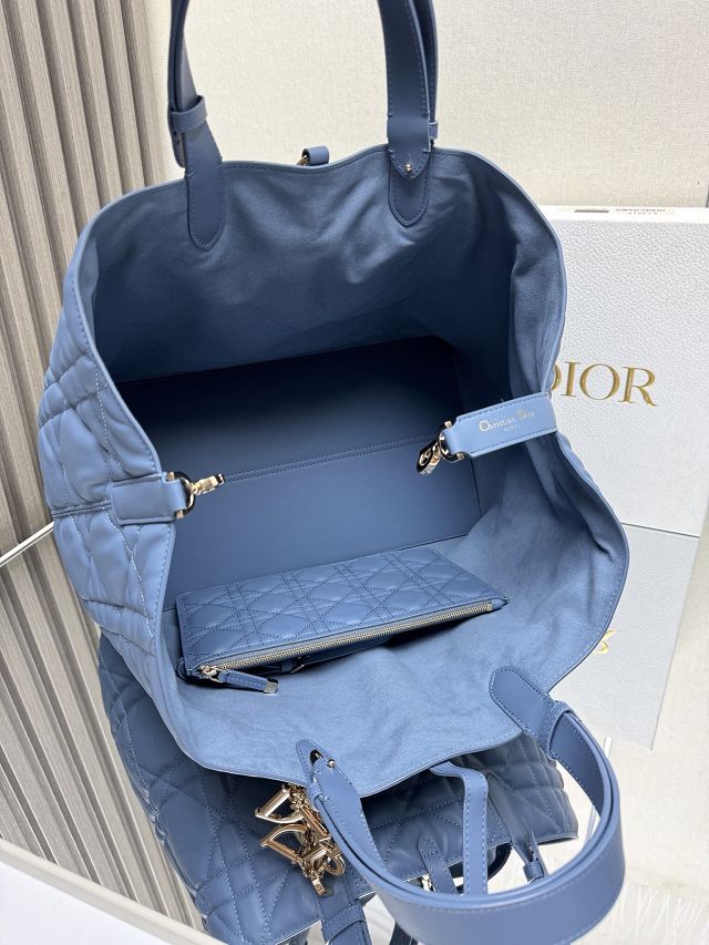 Dior original calfskin large toujours bag M2820 denim blue