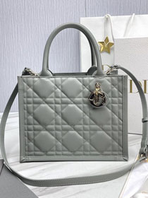 Dior original calfskin small book tote bag M1325 stone grey