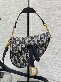 Dior original cotton mini saddle bag M0456 blue