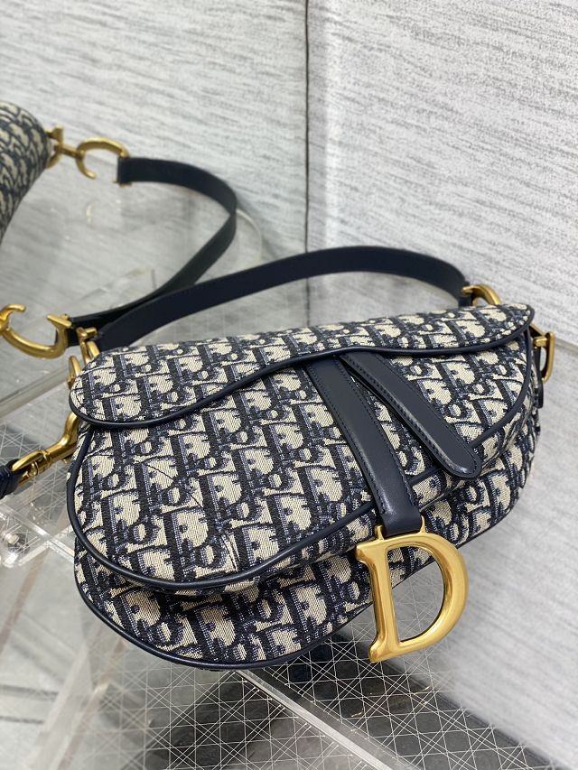 Dior original cotton saddle bag M0455 blue