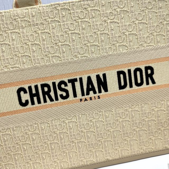 Dior original cotton&calfskin medium book tote bag M1324 beige