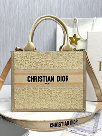 Dior original cotton&calfskin small book tote bag M1325 beige