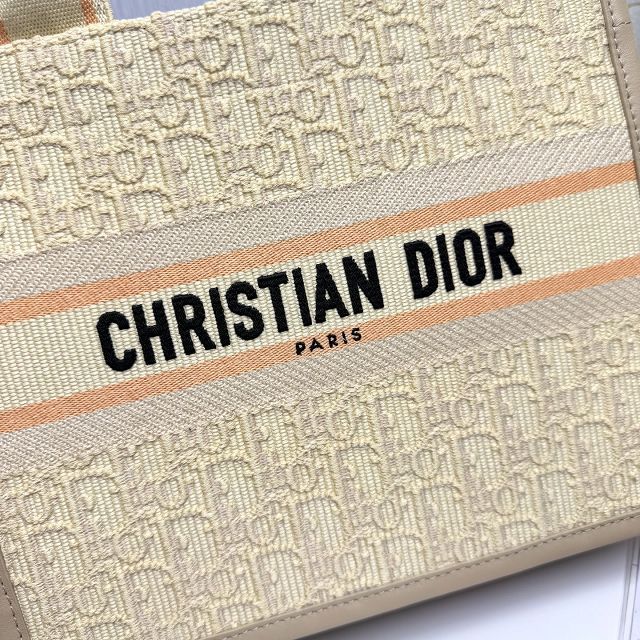 Dior original cotton&calfskin small book tote bag M1325 beige