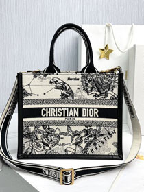 Dior original cotton&calfskin small book tote bag M1325 black