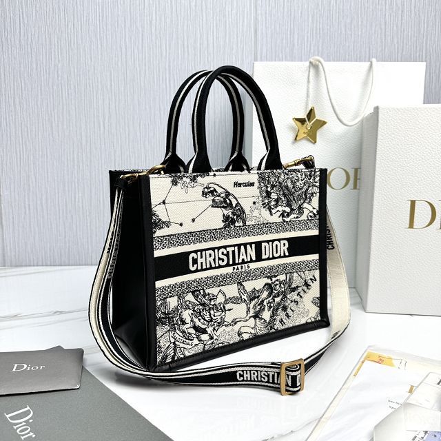 Dior original cotton&calfskin small book tote bag M1325 black