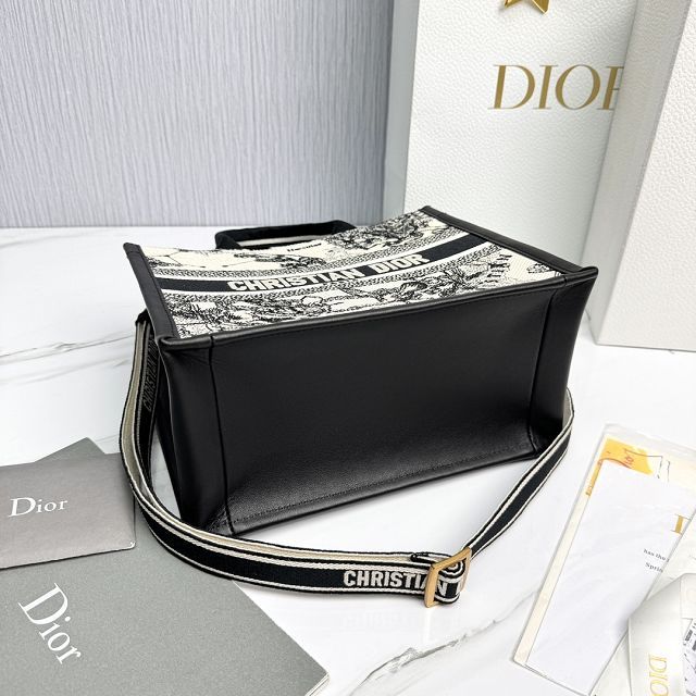 Dior original cotton&calfskin small book tote bag M1325 black