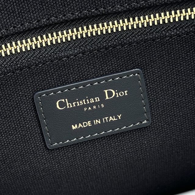 Dior original cotton&calfskin small book tote bag M1325 black&blue