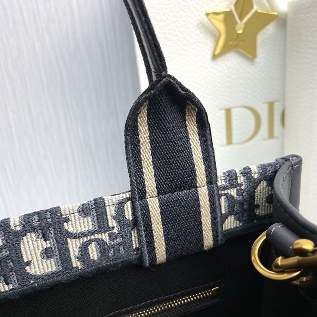 Dior original cotton&calfskin small book tote bag M1325 blue