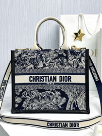 Dior original cotton&calfskin small book tote bag M1325 blue