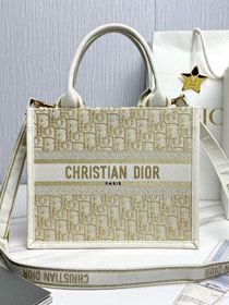 Dior original cotton&calfskin small book tote bag M1325 white