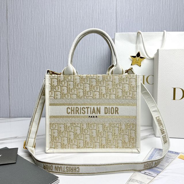 Dior original cotton&calfskin small book tote bag M1325 white