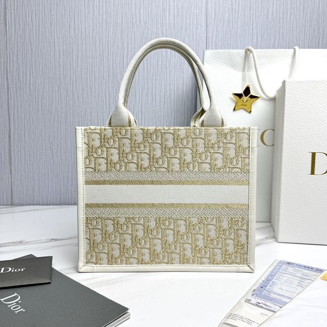 Dior original cotton&calfskin small book tote bag M1325 white