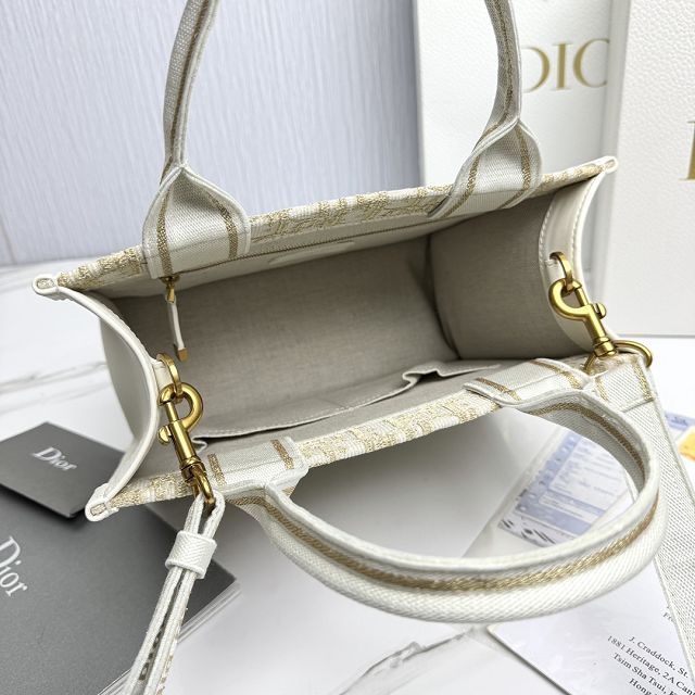 Dior original cotton&calfskin small book tote bag M1325 white