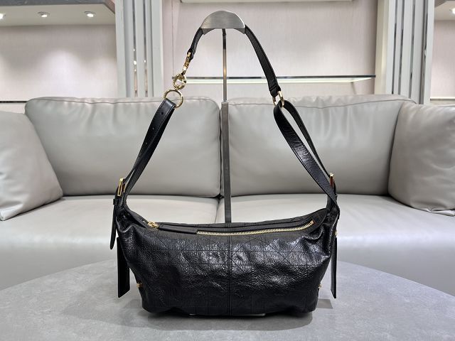 Dior original crinkled calfskin small D-Journey bag M2416 black