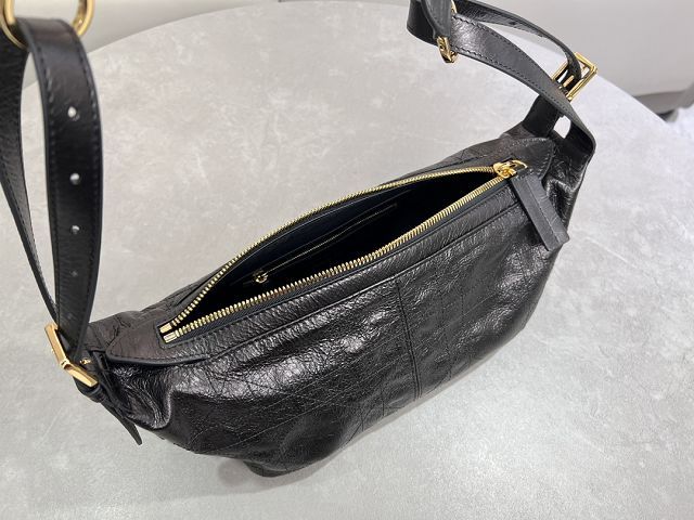 Dior original crinkled calfskin small D-Journey bag M2416 black