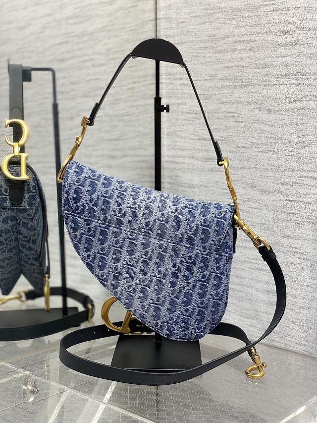 Dior original denim saddle bag M0455 blue