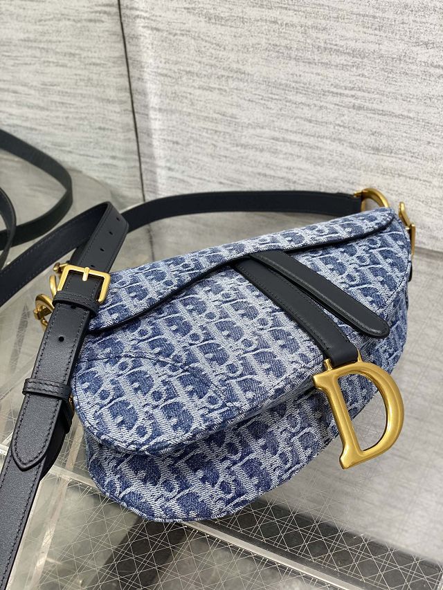 Dior original denim saddle bag M0455 blue