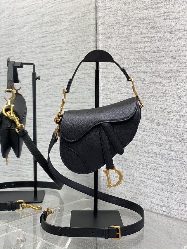 Dior original grained calfskin mini saddle bag M0456 black