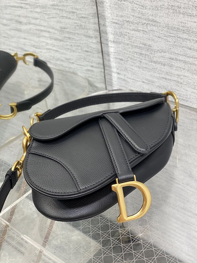 Dior original grained calfskin mini saddle bag M0456 black