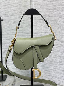 Dior original grained calfskin mini saddle bag M0456 cedar green 