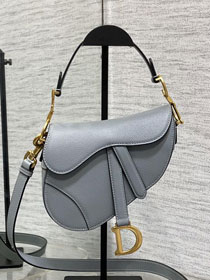 Dior original grained calfskin mini saddle bag M0456 light blue