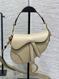 Dior original grained calfskin mini saddle bag M0456 sand