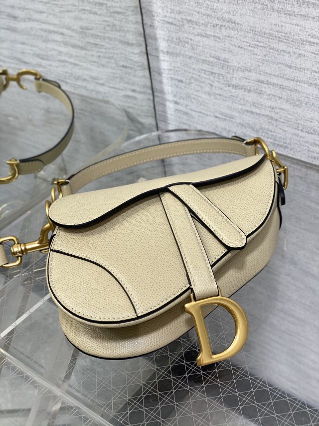 Dior original grained calfskin mini saddle bag M0456 sand