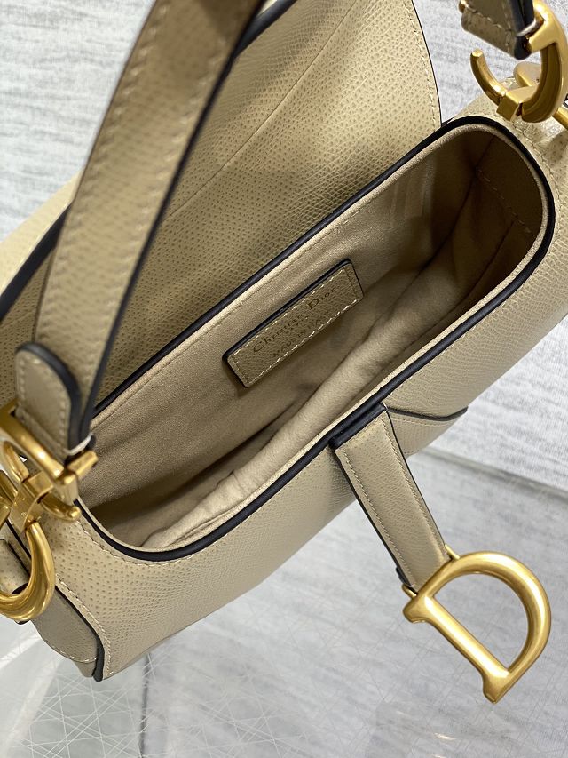 Dior original grained calfskin mini saddle bag M0456 sand