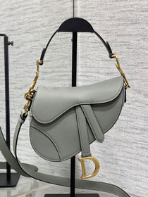 Dior original grained calfskin mini saddle bag M0456 stone grey