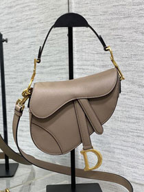 Dior original grained calfskin mini saddle bag M0456 warm taupe