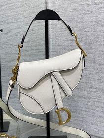 Dior original grained calfskin mini saddle bag M0456 white