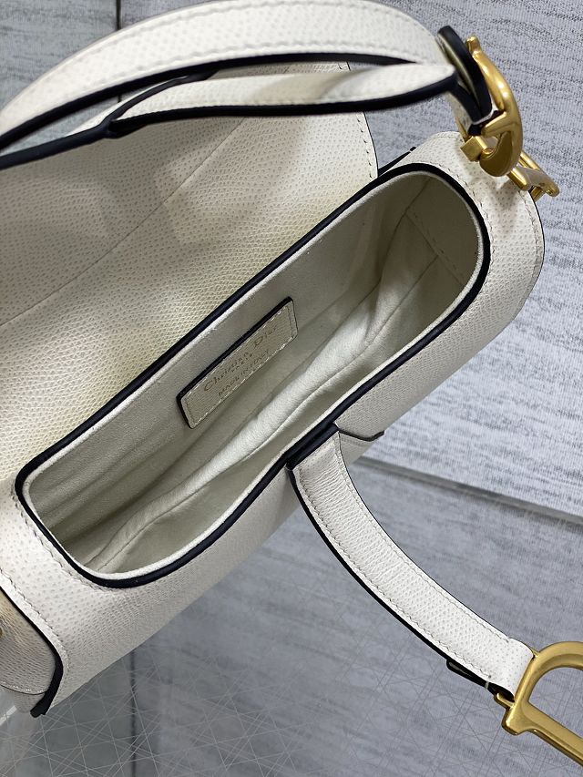 Dior original grained calfskin mini saddle bag M0456 white