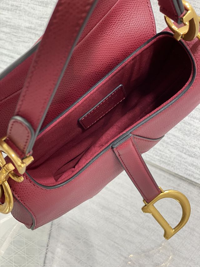 Dior original grained calfskin mini saddle bag M0456 wine